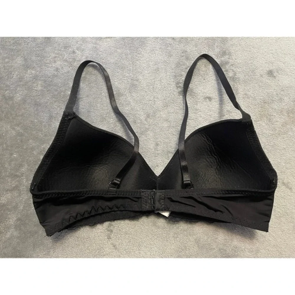 Marilyn Monroe 34B Wireless Bra Women Black Lace‎ Trim Molded Cups 4625-28